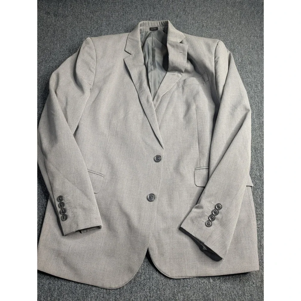 J. Ferrar Mens Slim Fit Blazer Light Gray Textured 2-Button Sport Coat 46‎ Reg